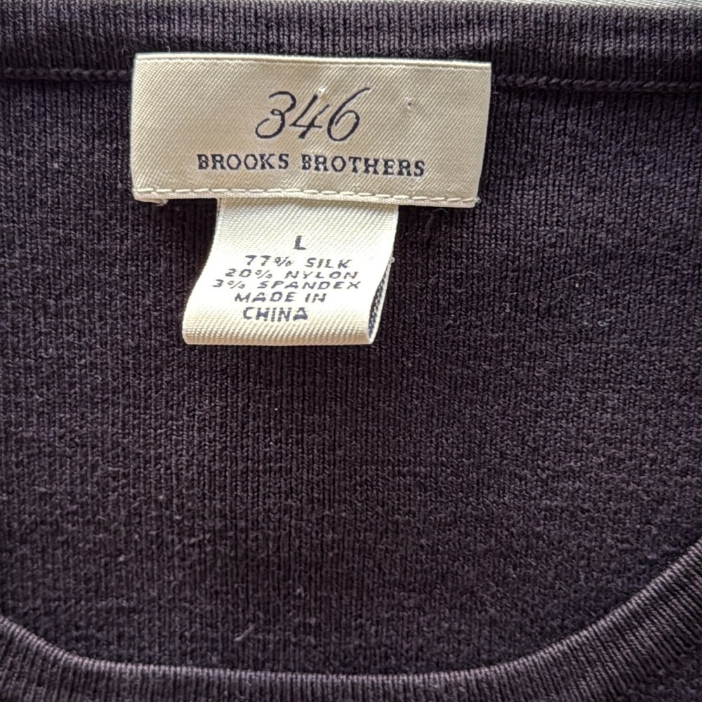 Brooks Brothers Black Silk Blend Crewneck Sweater Timeless Preppy Classic Sz LRG - Picture 10 of 12